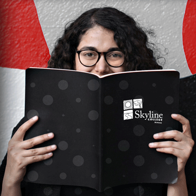 student reading book
