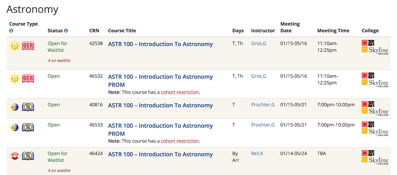 ZTC webschedule screenshot