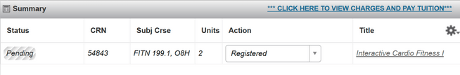 screenshot of pending class