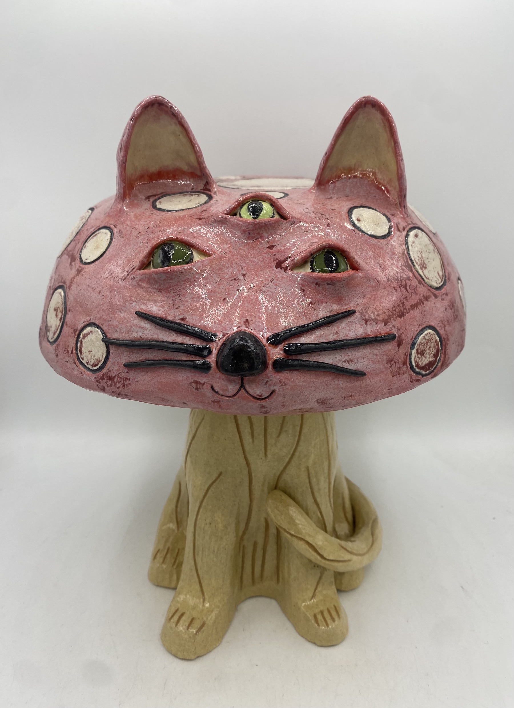 Sarah Keller, Untitled, 2025 Ceramic cat with a third eye