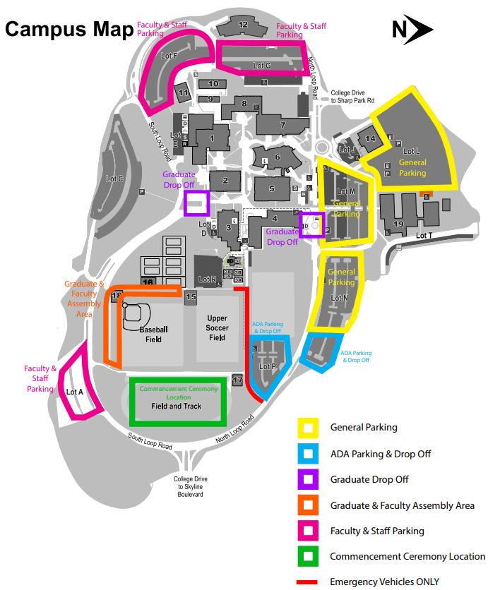 commencement map parking