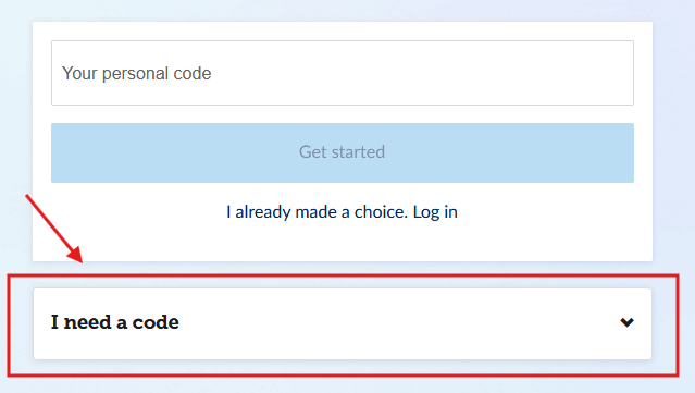 screenshot of button to request code highlighted