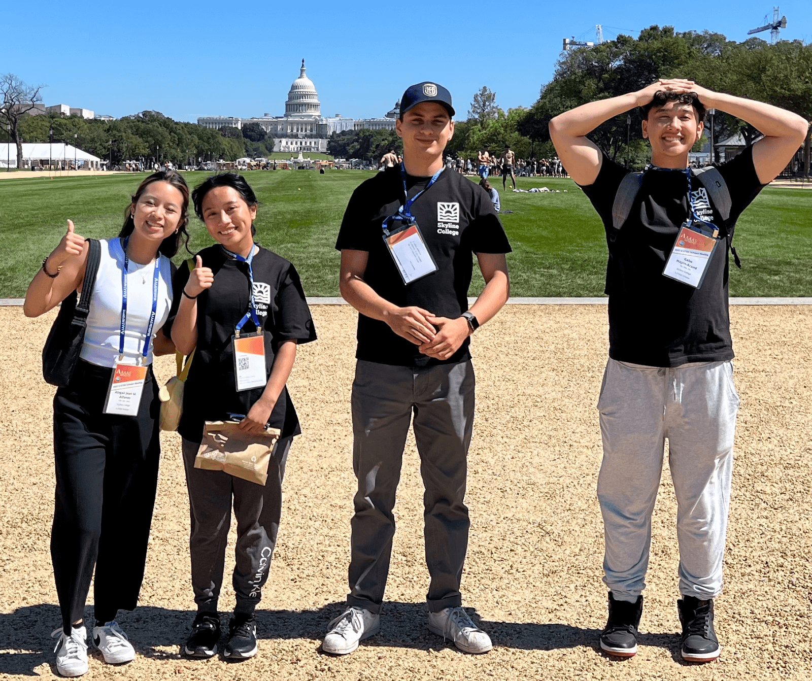 Four Skyline students stand in front of the Capitol building in Washington D.C.