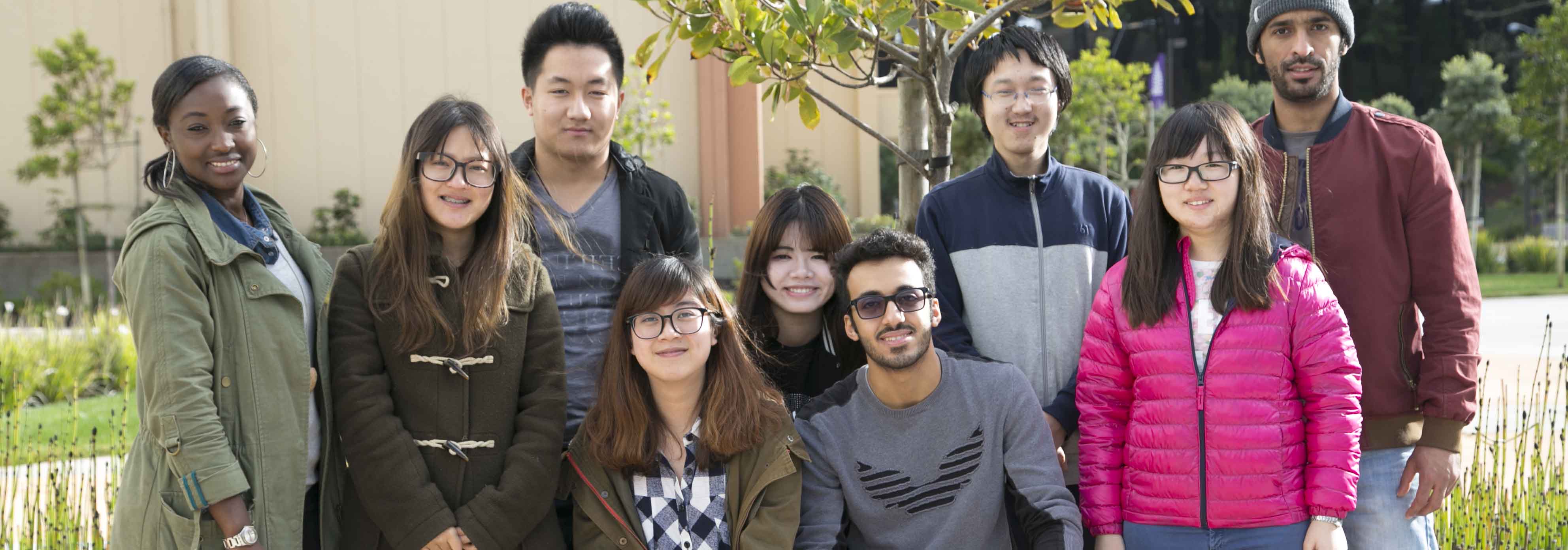 international students on skyline college campus