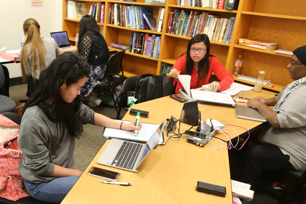 students at learning center