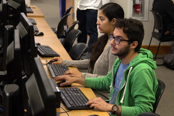 Students at computers