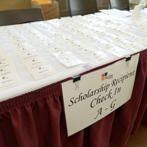 scholarship recipients' name tags