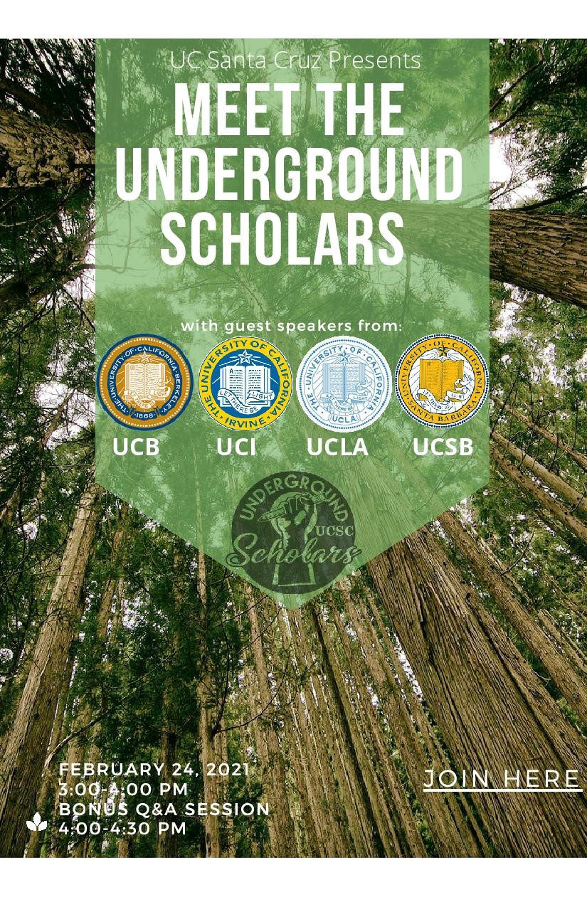 UCSC Meet the Underground Scholars Event Flyer