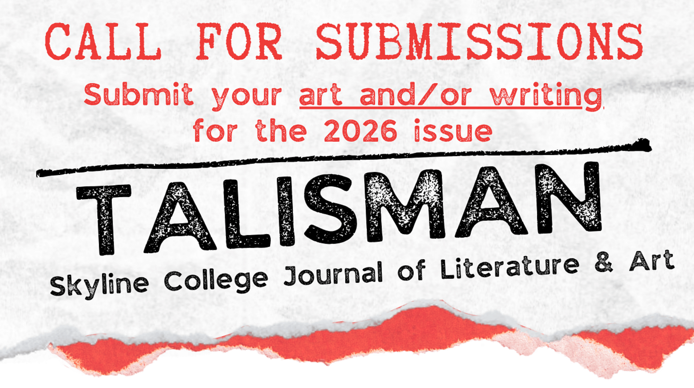 submit art and writing to Talisman 2026. Deadline is in February.